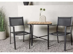 Holmbeck Tuinmeubelset Tafel, 2 Stoelen Naturel,Zwart.-Vente-unique Clearance