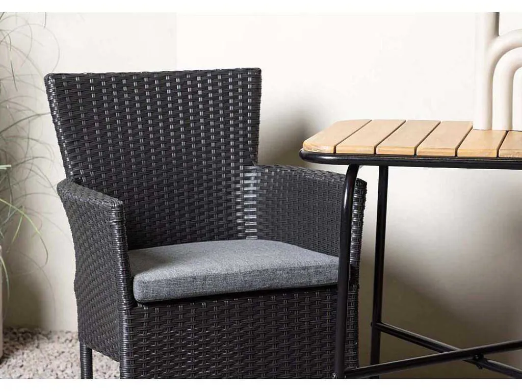 Holmbeck Tuinmeubelset Tafel, 2 Stoelen Naturel,Zwart.-Vente-unique Clearance
