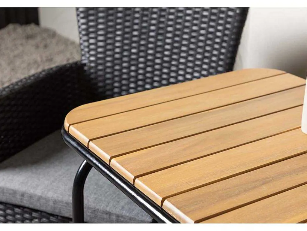 Holmbeck Tuinmeubelset Tafel, 2 Stoelen Naturel,Zwart.-Vente-unique Clearance