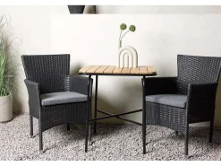 Holmbeck Tuinmeubelset Tafel, 2 Stoelen Naturel,Zwart.-Vente-unique Clearance