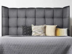Hoofdbord Bed - Gebogen - 140 Cm - Stof - Grijs - Ludesa-Vente-unique Discount