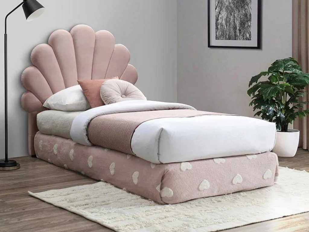 Hoofdbord In Schelpvorm - 120 Cm - Fluweel - Roze - Moana-Vente-unique Online