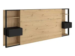 Hoofdeinde Met Nachtkastjes Mista - 160 Cm - Eiken En Zwart-Vente-unique Clearance