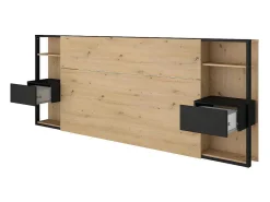 Hoofdeinde Met Nachtkastjes Mista - 160 Cm - Eiken En Zwart-Vente-unique Clearance