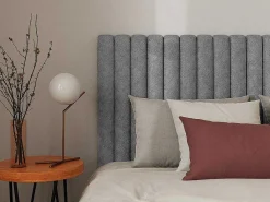 Hoofdeinde Met Verticale Naden - 200 Cm - Stof - Grijs - Sarah-Vente-unique New