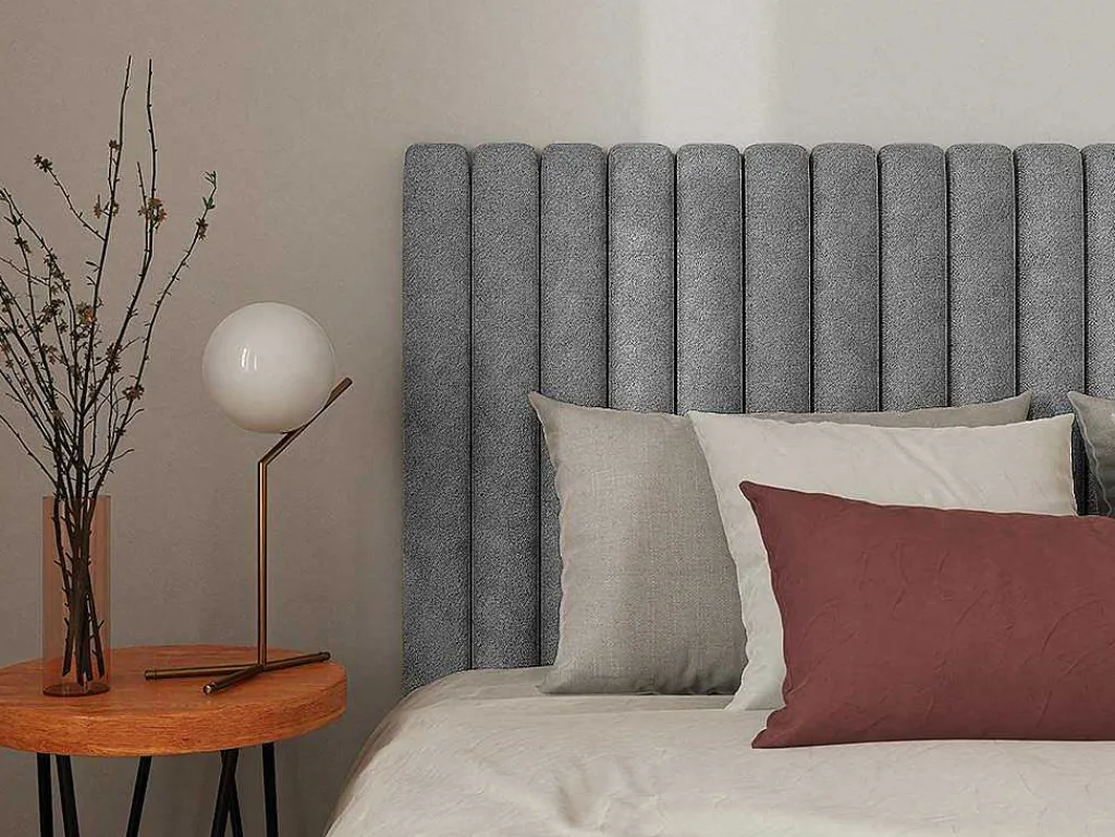 Hoofdeinde Met Verticale Naden - 200 Cm - Stof - Grijs - Sarah-Vente-unique New