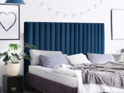 Hoofdeinde Sarah Met Verticale Naden - 140 Cm - Fluweel - Donkerblauw-Vente-unique Sale