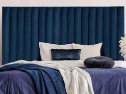 Hoofdeinde Sarah Met Verticale Naden - 160 Cm - Fluweel - Donkerblauw-Vente-unique Outlet