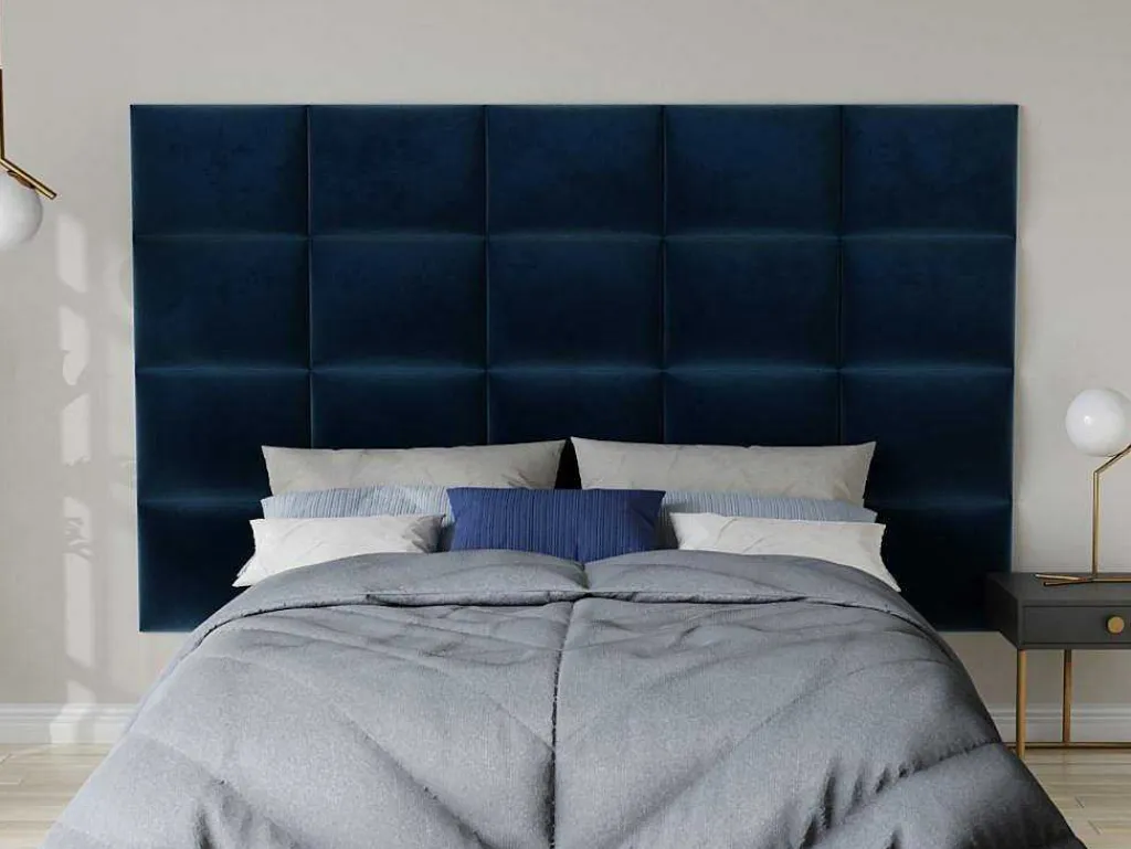 Hoofdeinde Wandpanelen Bartel - 200 Cm - Fluweel - Blauw - Van-PASCAL MORABITO Discount