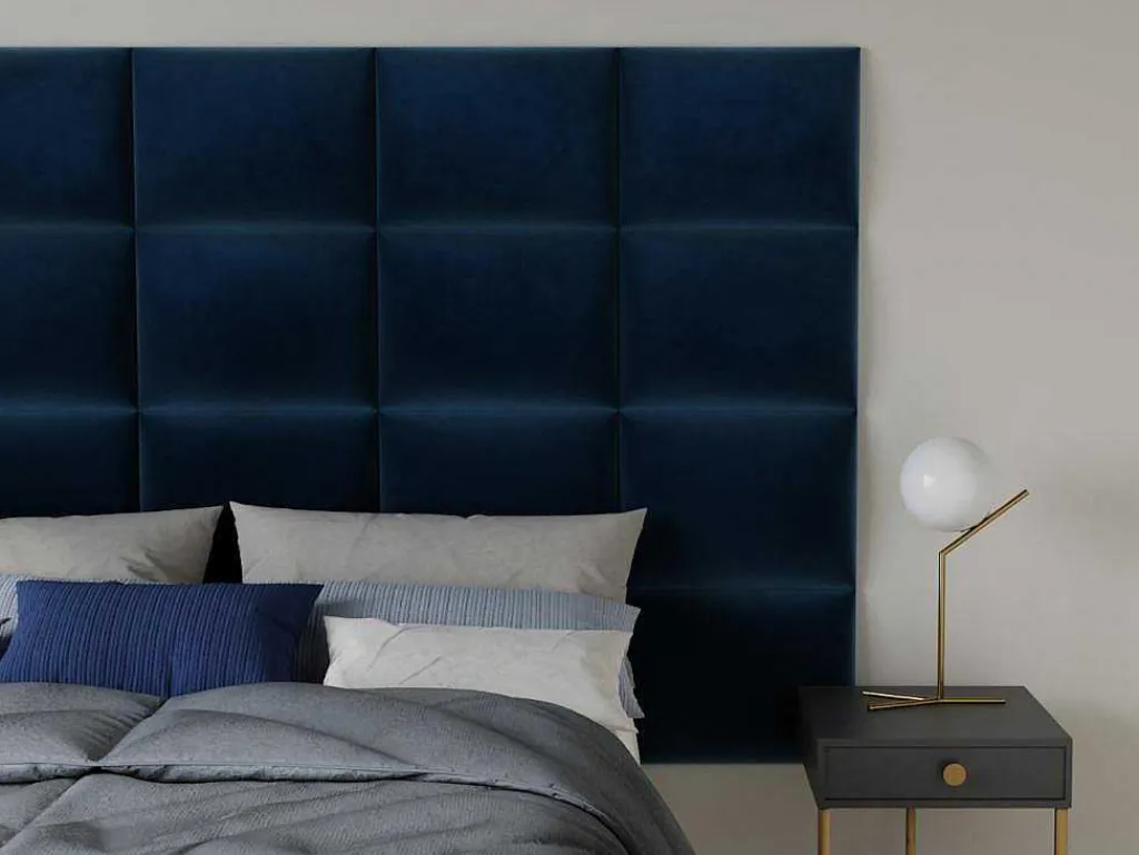 Hoofdeinde Wandpanelen Bartel - 200 Cm - Fluweel - Blauw - Van-PASCAL MORABITO Discount