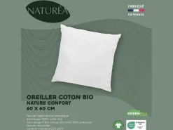 Hoofdkussen Van Biologisch Katoen 60 X 60 Cm Van - 550 G/M - Bruine Bies - Nature Confort-NATUREA New