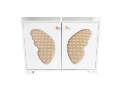 Hoog Dressoir - 2 Vakken En 2 Vlindervormige Deuren - Wit & Naturel-ModernLuxe New
