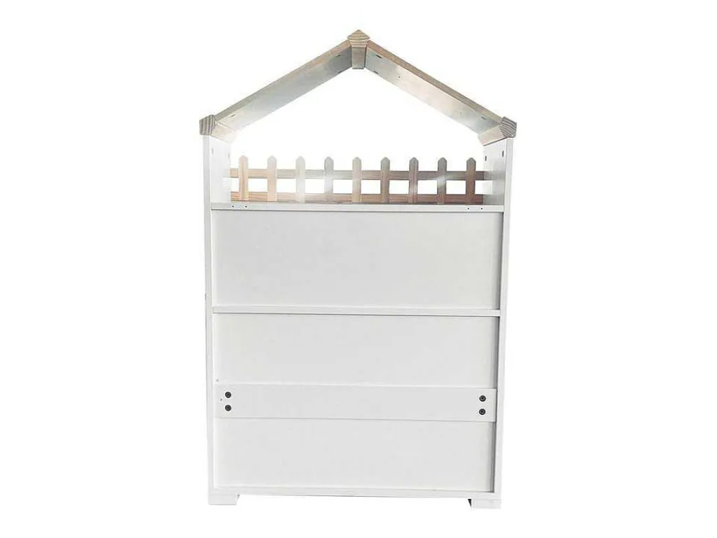 Hoog Dressoir - 2 Vakken En 2 Vlindervormige Deuren - Wit & Naturel-ModernLuxe New