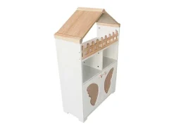 Hoog Dressoir - 2 Vakken En 2 Vlindervormige Deuren - Wit & Naturel-ModernLuxe New