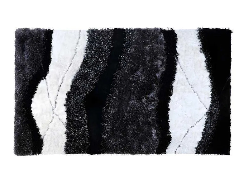 Hoogpolig Tapijt Ecume - Hand Getuft - Zwart En Wit - 200 X 290 Cm-OZAIA Hot