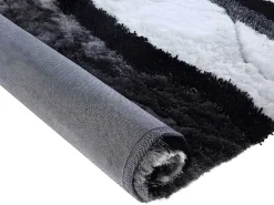 Hoogpolig Tapijt Ecume - Hand Getuft - Zwart En Wit - 160 X 230 Cm-OZAIA Sale
