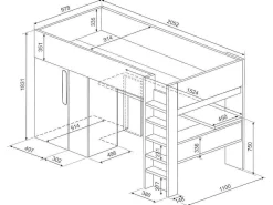 Hoogslaper - 90 X 200 Cm - Met Kast En Bureau - Roze En Wit + Matras -Nicolas-Vente-unique New
