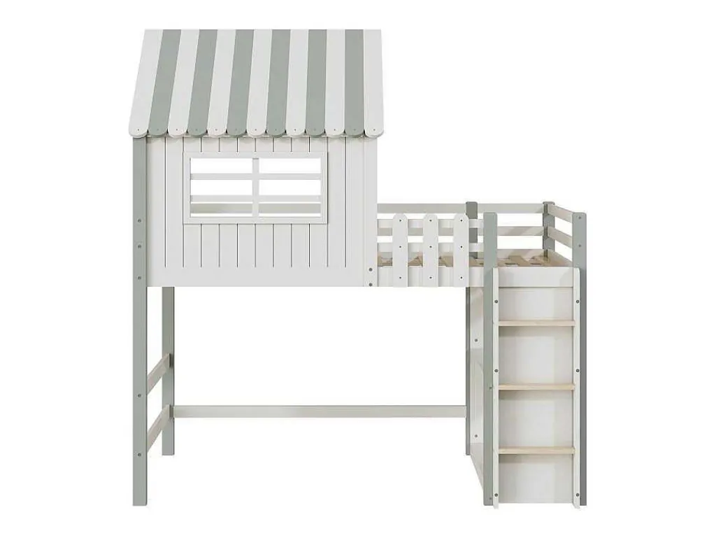 Hoogslaper 90 X 200 Cm - Cabinebed Met Ladder - Opbergplank - Massief Hout - Groen-Vente-unique Online