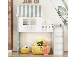 Hoogslaper 90 X 200 Cm - Cabinebed Met Ladder - Opbergplank - Massief Hout - Groen-Vente-unique Online