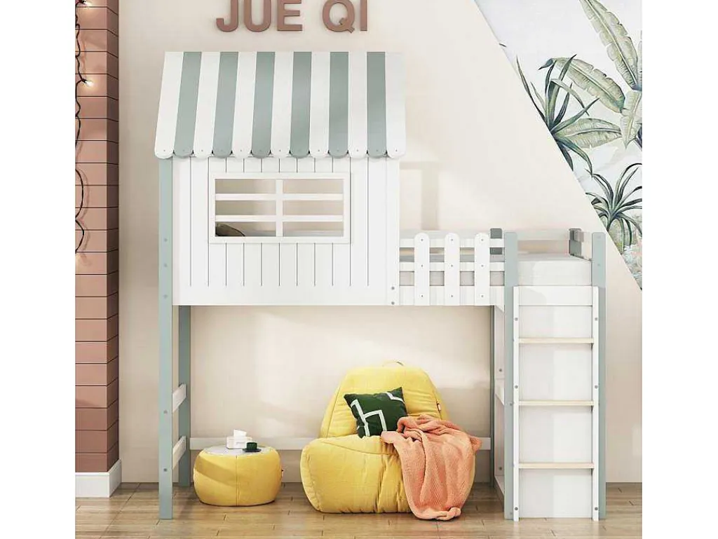 Hoogslaper 90 X 200 Cm - Cabinebed Met Ladder - Opbergplank - Massief Hout - Groen-Vente-unique Online