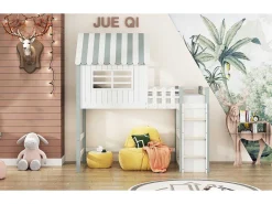 Hoogslaper 90 X 200 Cm - Cabinebed Met Ladder - Opbergplank - Massief Hout - Groen-Vente-unique Online