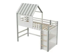 Hoogslaper 90 X 200 Cm - Cabinebed Met Ladder - Opbergplank - Massief Hout - Groen-Vente-unique Online