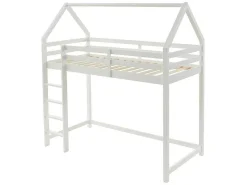 Hoogslaper 90 X 190 Cm - Grenen - Wit + Matras - Tarzia-Vente-unique Discount