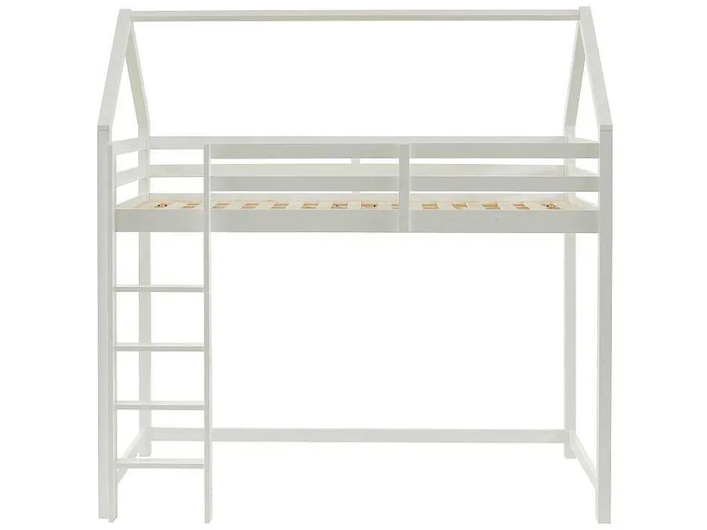 Hoogslaper 90 X 190 Cm - Grenen - Wit + Matras - Tarzia-Vente-unique Discount