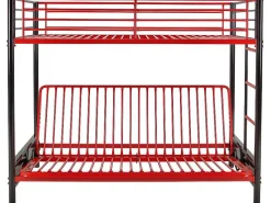 Hoogslaper 90 X 190 Cm - Met Slaapbank - Metaal - Zwart En Rood + Futon + Matras - Modulo V-Vente-unique Clearance
