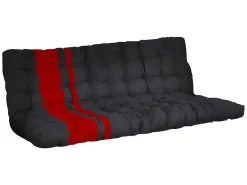 Hoogslaper 90 X 190 Cm - Met Slaapbank - Metaal - Zwart En Rood + Futon + Matras - Modulo V-Vente-unique Clearance