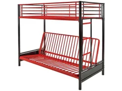 Hoogslaper 90 X 190 Cm - Met Slaapbank - Metaal - Zwart En Rood + Futon - Modulo V-Vente-unique Discount