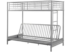 Hoogslaper 90 X 190 Cm - Met Uitklapbare Bank - Metaal - Zilver + Zwart Futon - Modulo V-Vente-unique Clearance