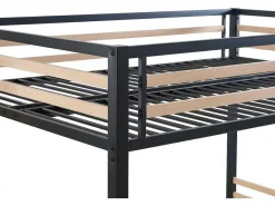 Hoogslaper 140 X 200 Cm - Metaal En Mdf - Zwart En Naturel + Matras - Jogui-Vente-unique Best
