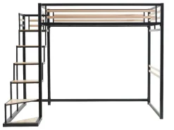Hoogslaper 140 X 200 Cm - Metaal En Mdf - Zwart En Naturel - Jogui-Vente-unique Sale