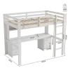 Hoogslaper 90 X 200 Cm Met Bureau, Boekenkast, Lades En Ladder, Mdf Hout, Wit-Vente-unique