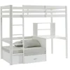 Hoogslaper 90 X 200 Cm Met Bureau, Slaapbank En Opbergruimte - Massief Grenen - Gebleekt + Matras - Goliath Iii-Vente-unique Outlet