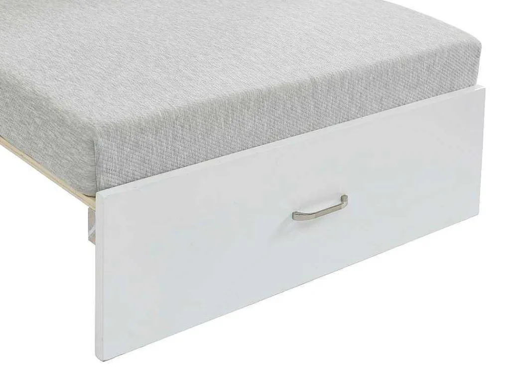 Hoogslaper 90 X 200 Cm Met Bureau, Slaapbank En Opbergruimte - Massief Grenen - Gebleekt + Matras - Goliath Iii-Vente-unique Outlet