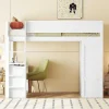 Hoogslaper 90 X 200 Cm Met Bureau + 2 Laden - Kledingkast Met Schuifdeur - Mdf Hout - Wit-Vente-unique Clearance