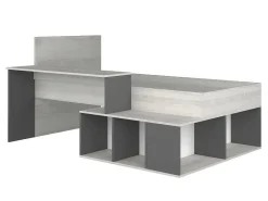 Hoogslaper 90 X 200 Cm Met Opbergruimte En Bureau - Kleur: Naturel En Antraciet - Rigali-Vente-unique Hot