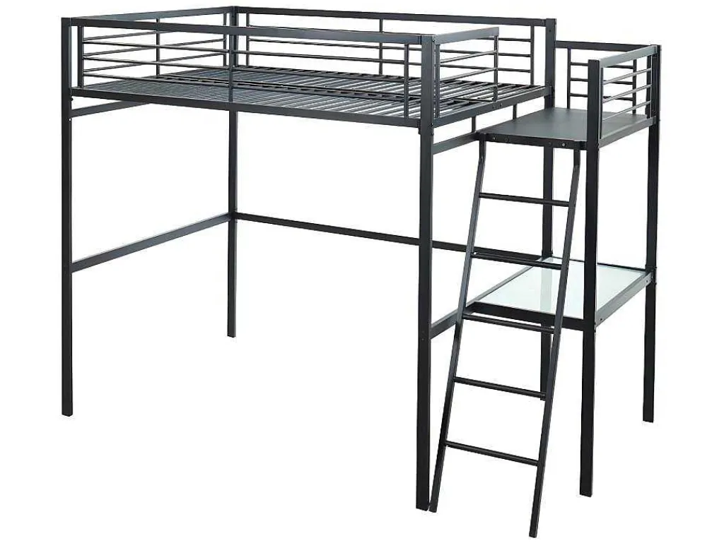 Hoogslaper Casual - Met Bureau - Kleur: Antraciet - Inclusief Matras 140 X 190 Cm-Vente-unique Outlet
