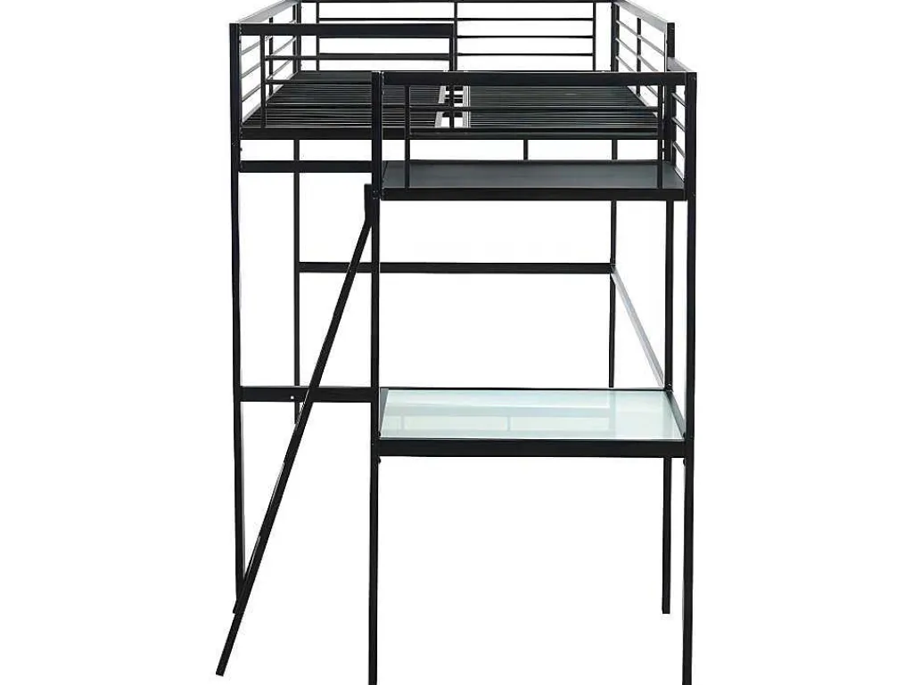 Hoogslaper Casual - Met Bureau - Kleur: Antraciet - Inclusief Matras 140 X 190 Cm-Vente-unique Outlet