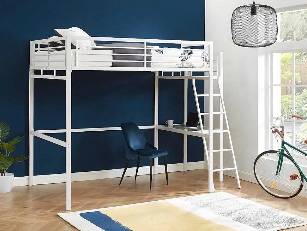 Hoogslaper Casual Ii - 140 X 190 Cm - Met Bureau - Wit-Vente-unique Clearance