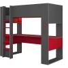 Hoogslaper Gamer Noah Met Bureau En Opbergruimtes - 90 X 200 Cm - Met Led'S - Antraciet En Rood + Matras-Vente-unique Best