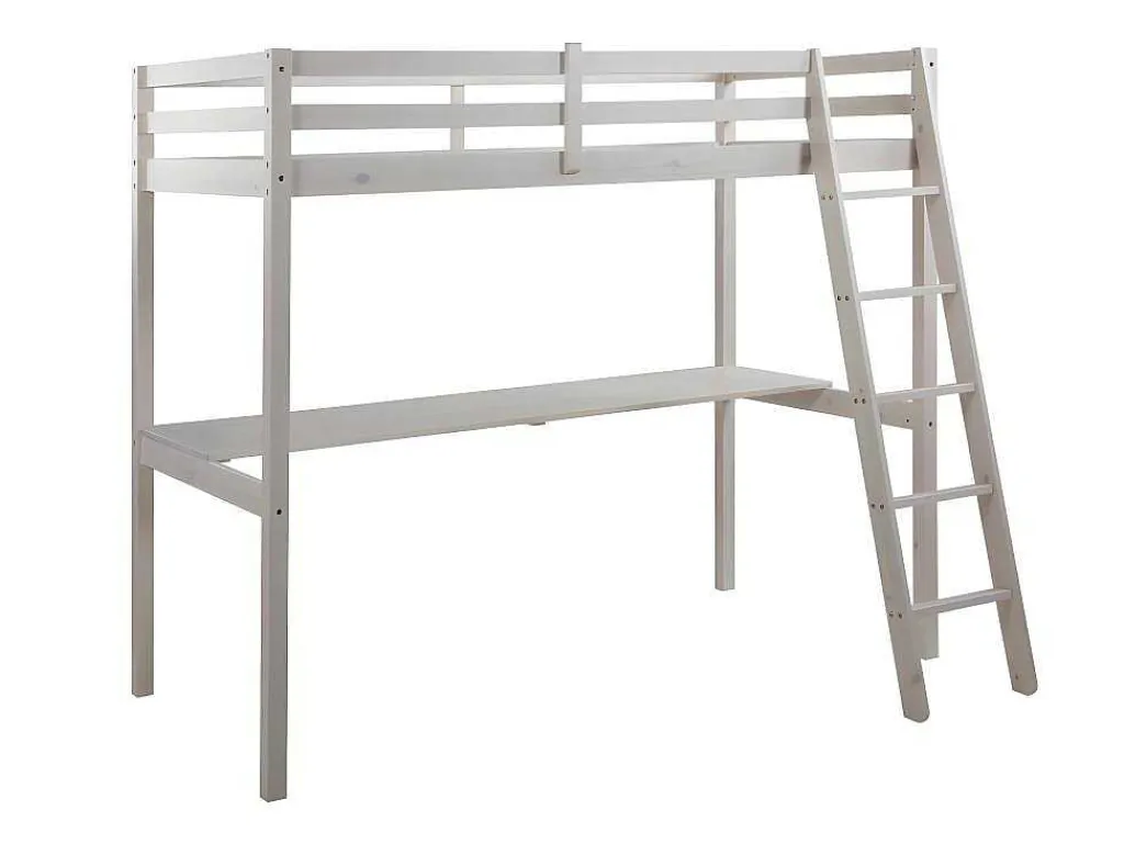 Hoogslaper Gedeon - 90 X 190 Cm - Met Bureau - Massief Grenen - Gebleekt-Vente-unique