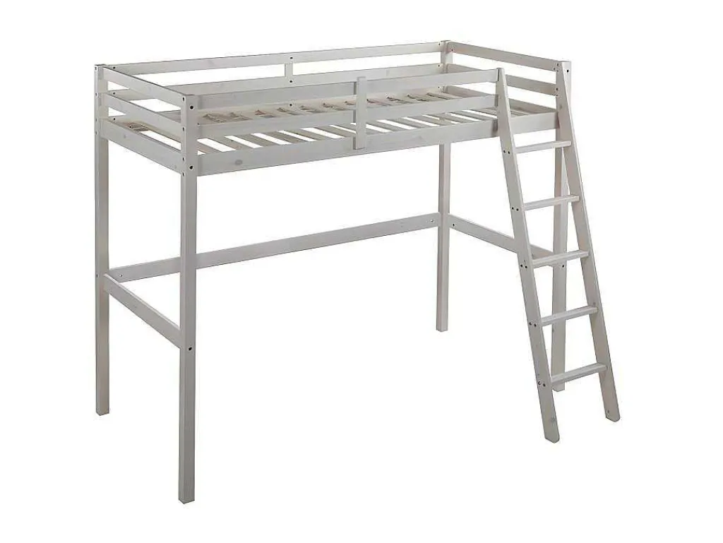 Hoogslaper Gedeon Ii - 90 X 190 Cm - Massief Grenen - Gebleekt + Matras-Vente-unique Clearance