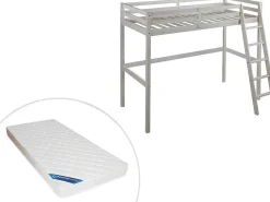 Hoogslaper Gedeon Ii - 90 X 190 Cm - Massief Grenen - Gebleekt + Matras-Vente-unique Clearance