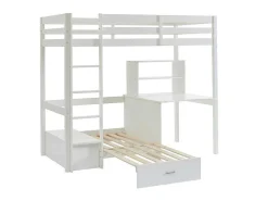Hoogslaper Goliath Ii Met Bureau, Bedbank En Opbergruimte - 90 X 200 Cm - Massief Grenen - Gebleekt-Vente-unique Best
