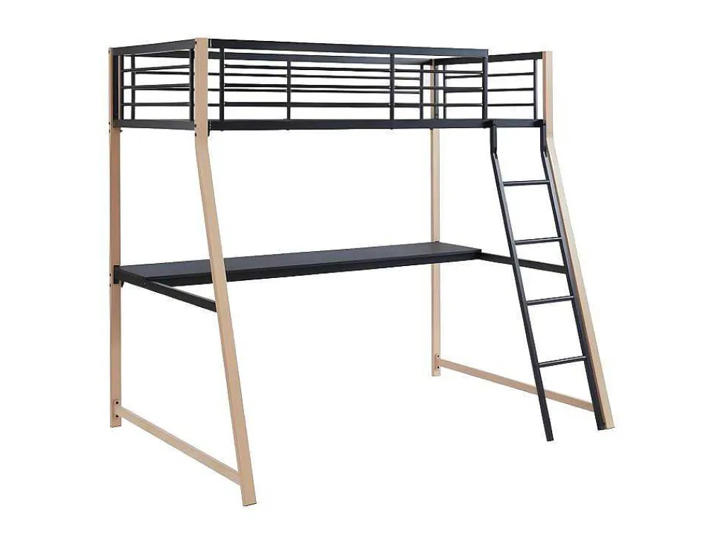 Hoogslaper Malicia - 90 X 190 Cm - Met Hoekbureau - Zwart En Eiken-Vente-unique