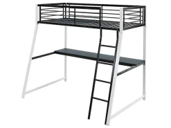 Hoogslaper Malicia - 90 X 190 Cm - Met Hoekbureau - Zwart En Wit + Matras-Vente-unique Outlet