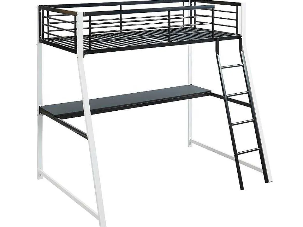 Hoogslaper Malicia - 90 X 190 Cm - Met Hoekbureau - Zwart En Wit + Matras-Vente-unique Outlet